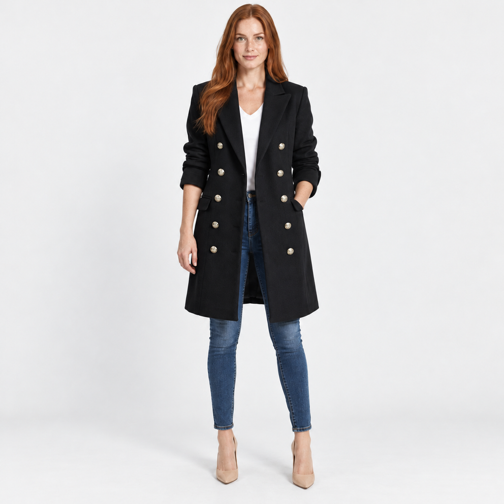 NAJAS | Women's Mid Length Trench Coat Slim Fit Elegant Casual Jacket