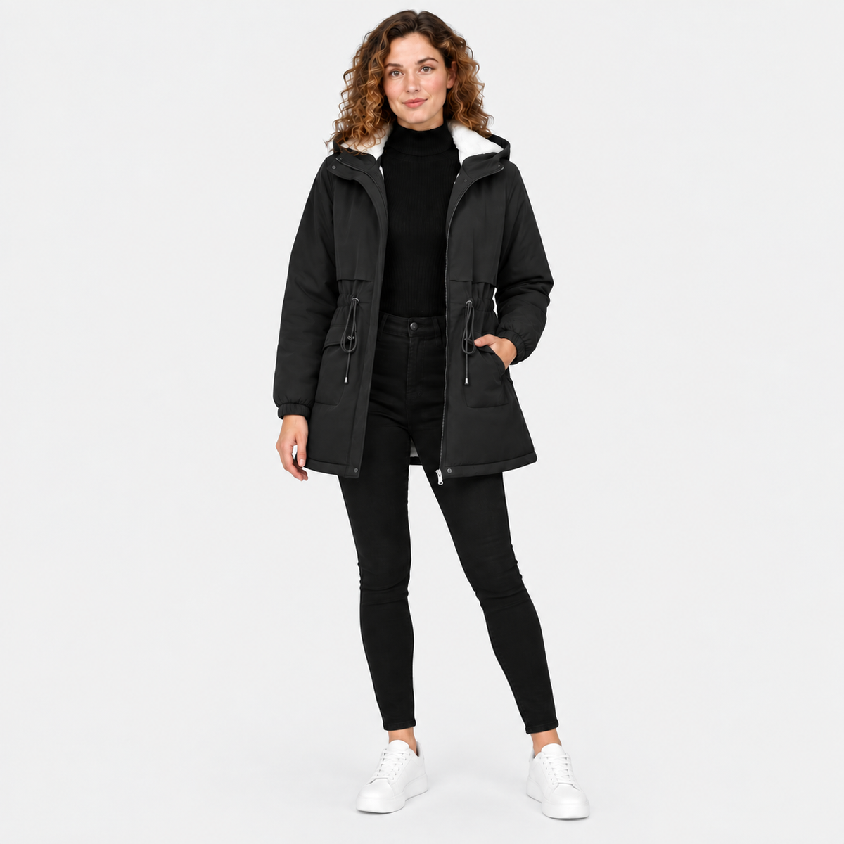 NAJAS | Women’s Fleece Lined Trench Coat Mid Length Winter Jacket