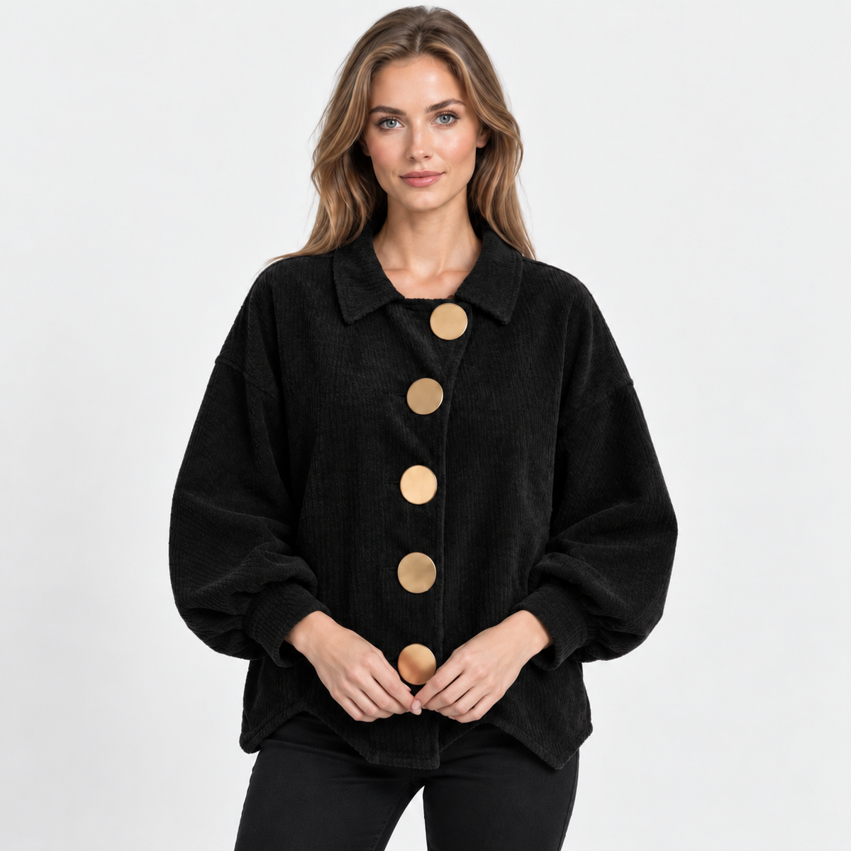 NAJAS | Women’s Corduroy Jacket Oversized Button Vintage Fall Outerwear