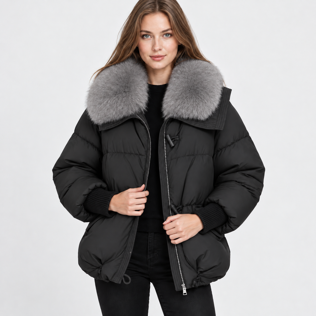 NAJAS | Women's Fur Collar Winter Jacket Warm Padded Short Coat