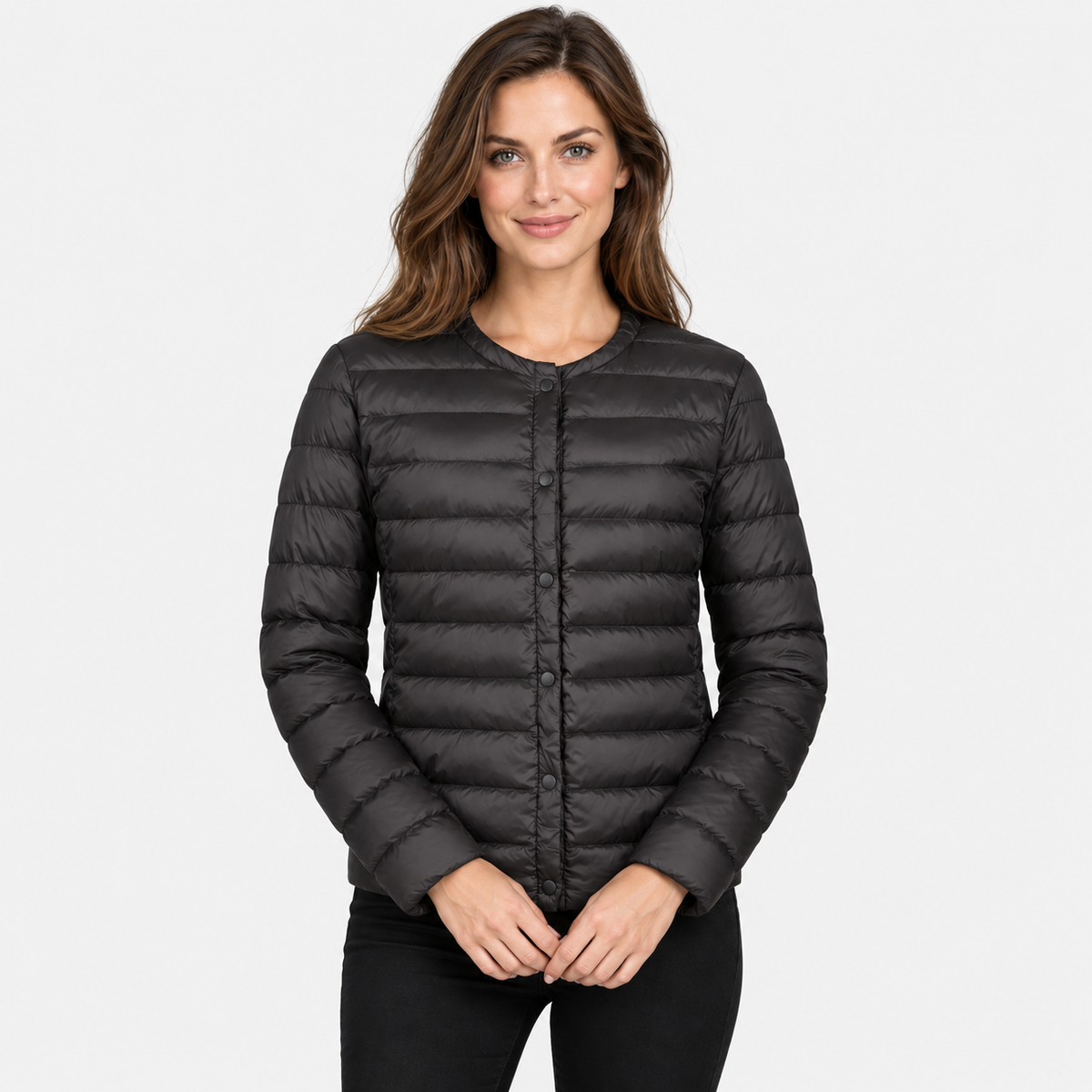 NAJAS | Women’s Down Jacket Lightweight Short Collarless Winter Coat