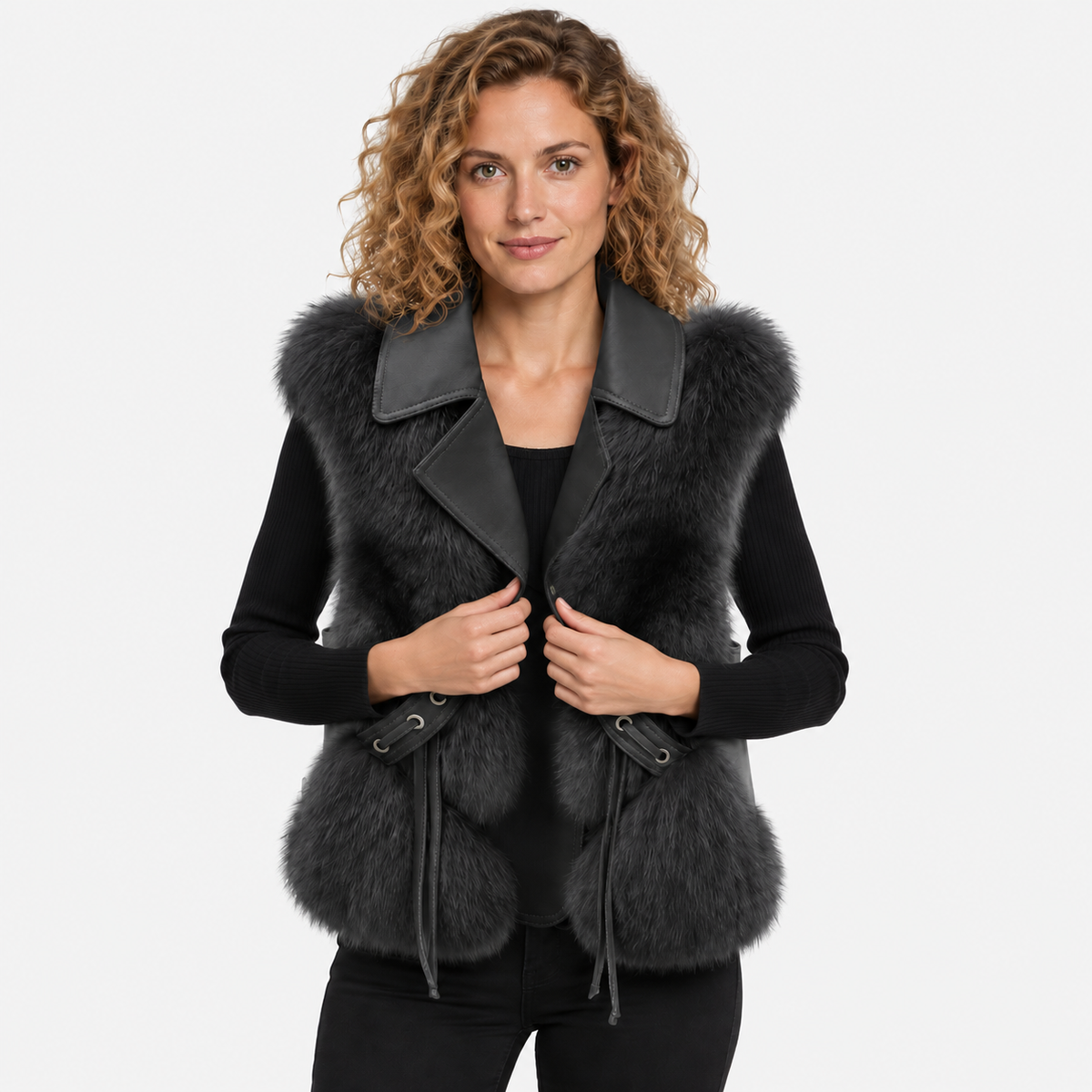 NAJAS | Women’s Plush Vest Jacket Patchwork Style Warm Fashion Coat