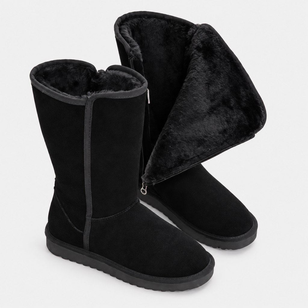NAJAS | Women's Suede Knee High Winter Boots with Fleece Lining