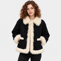 NAJAS | Women's Black Puffer Jacket with Fur Collar