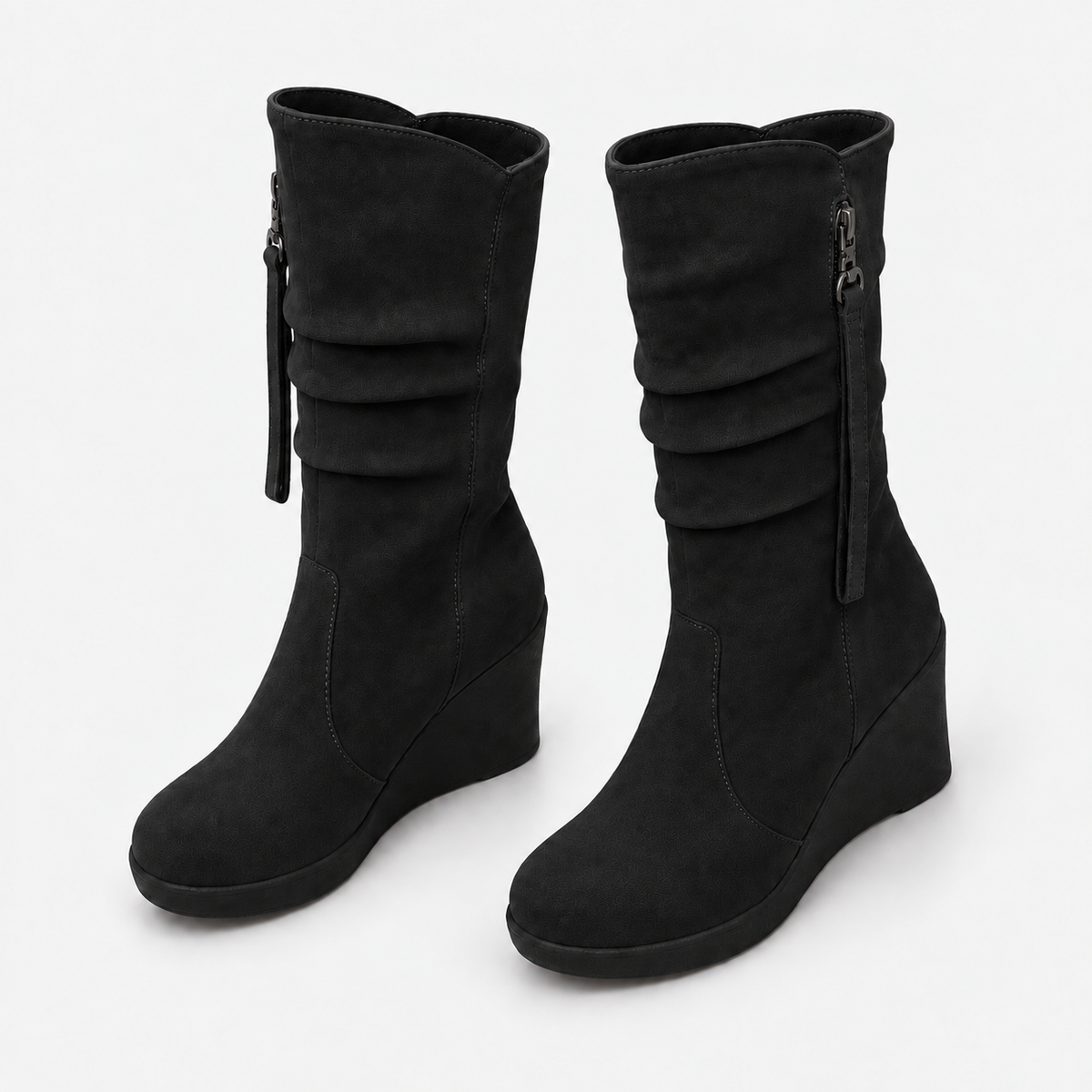 NAJAS | Women’s Suede Chelsea Boots Wedge Heel Waterproof Platform Shoes