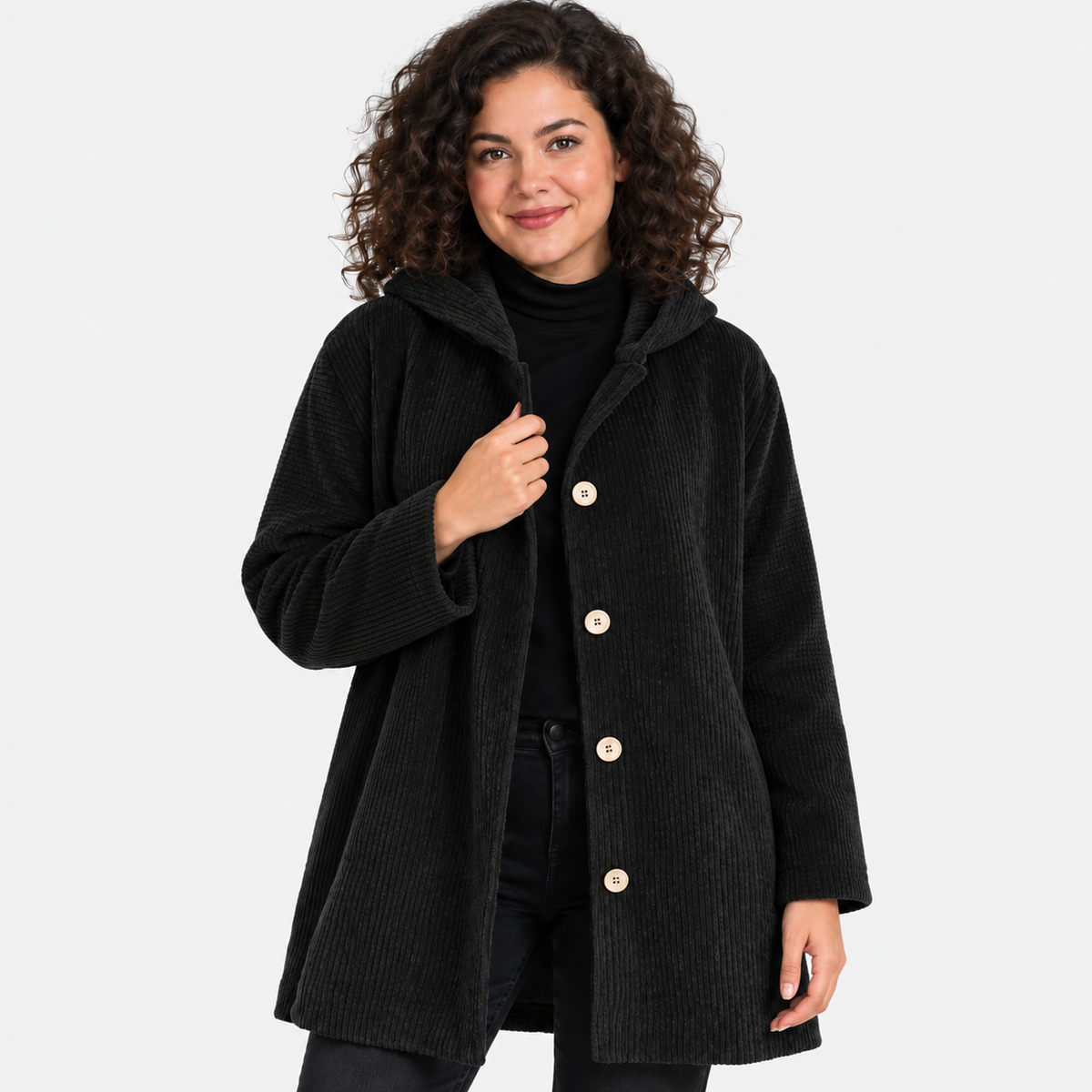 NAJAS | Women’s Corduroy Jacket Hooded Warm Pocket Fall Winter Coat