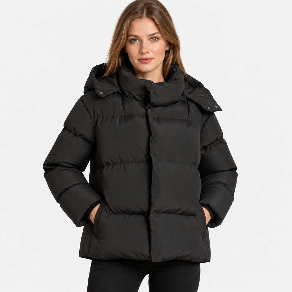 NAJAS | Women's Hooded Cotton Coat Detachable Hood Padded Workwear Jacket