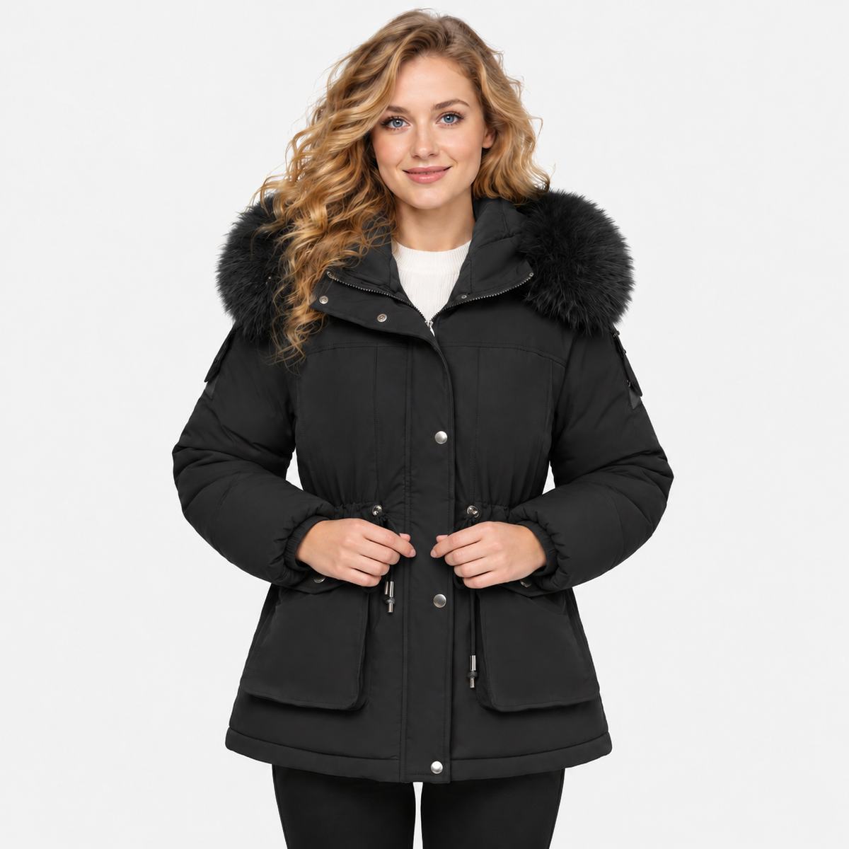 NAJAS | Women’s Velvet Padded Winter Jacket Thick Warm Casual Coat