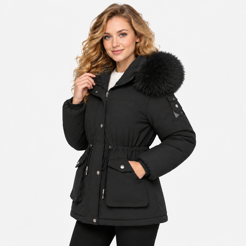 NAJAS | Women’s Velvet Padded Winter Jacket Thick Warm Casual Coat