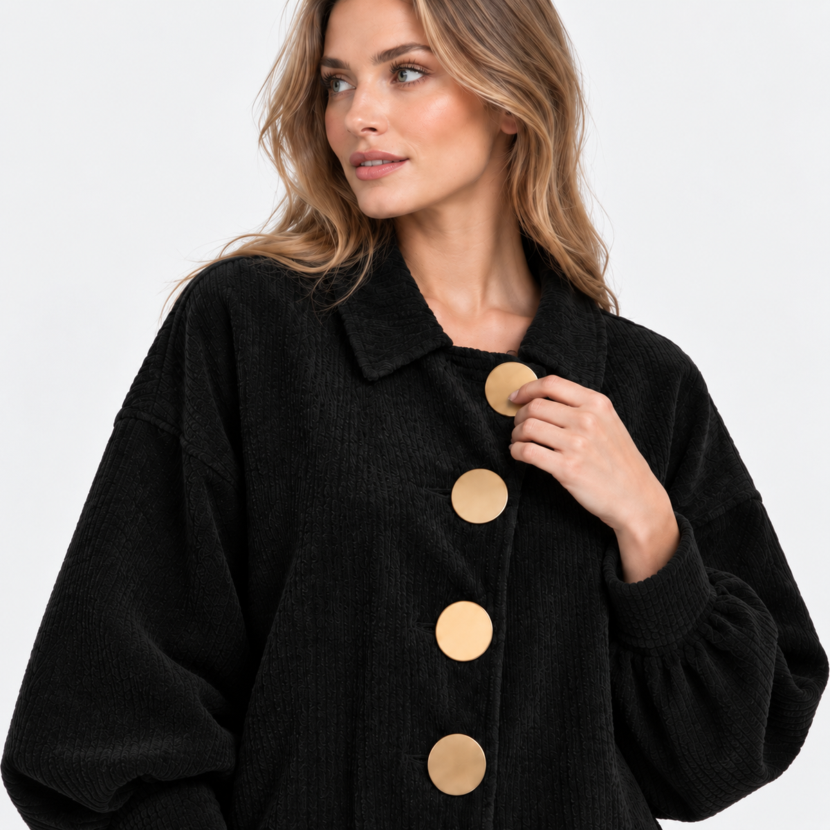 NAJAS | Women’s Corduroy Jacket Oversized Button Vintage Fall Outerwear