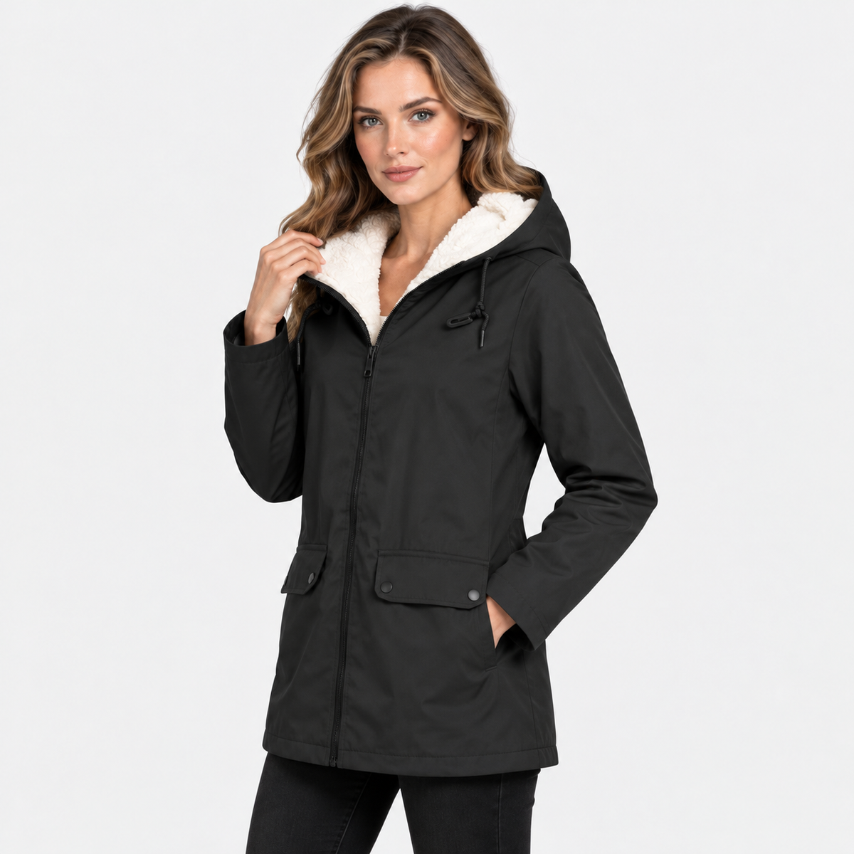 NAJAS | Women's Fleece Lined Hooded Jacket Windproof Winter Outerwear