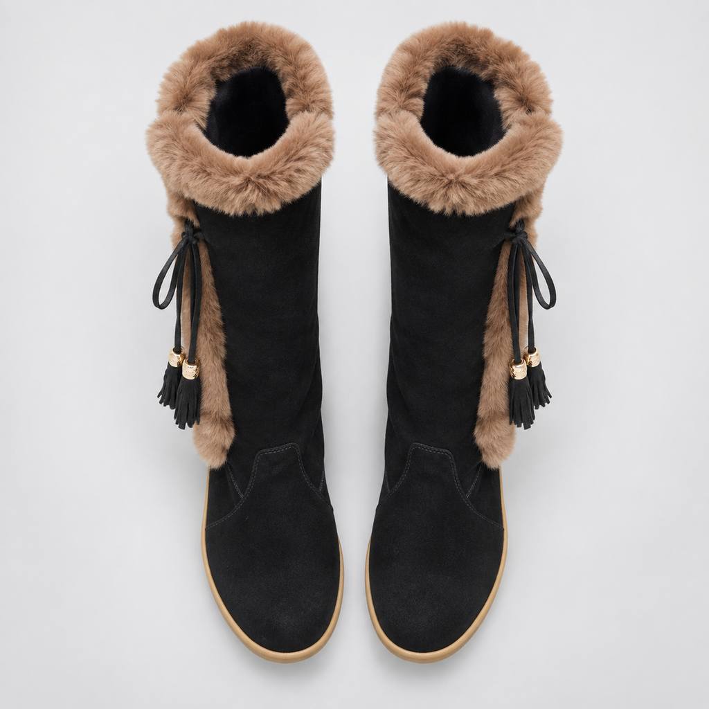 NAJAS | Women’s Winter Knight Boots Warm Plush Lined Wedge Heel Shoes