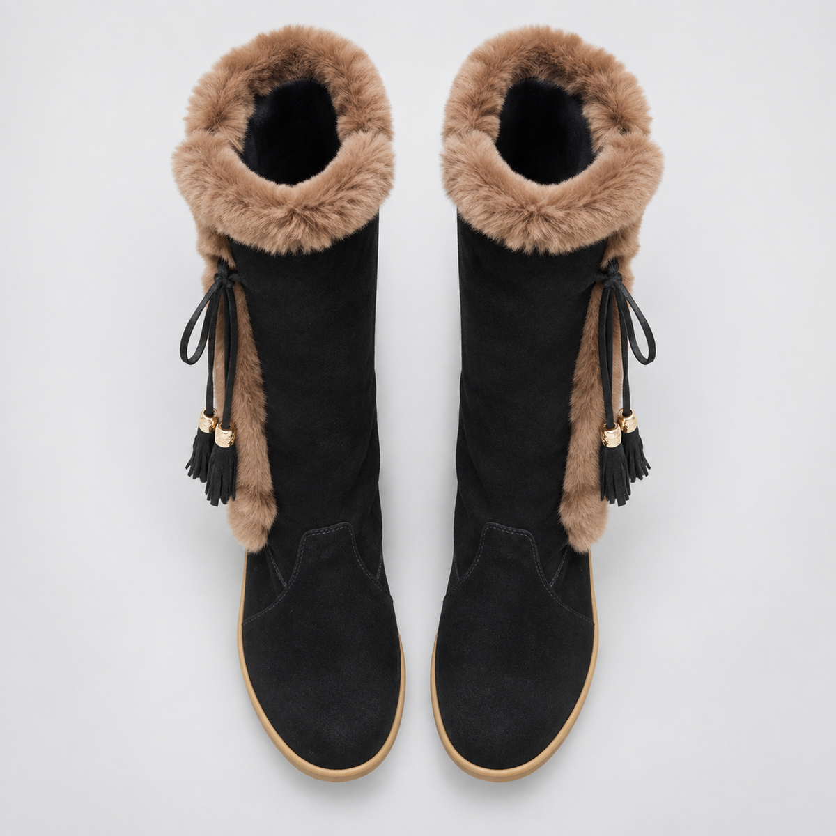 NAJAS | Women’s Winter Knight Boots Warm Plush Lined Wedge Heel Shoes