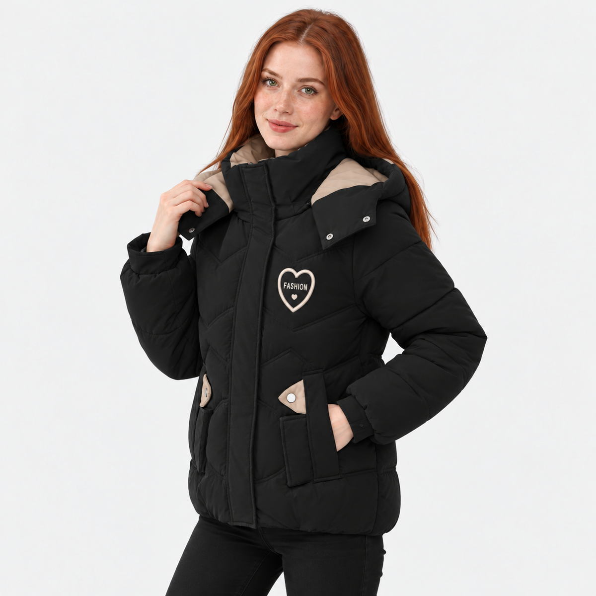 NAJAS | Women's Padded Jacket Thick Cotton Filled Short Winter Coat