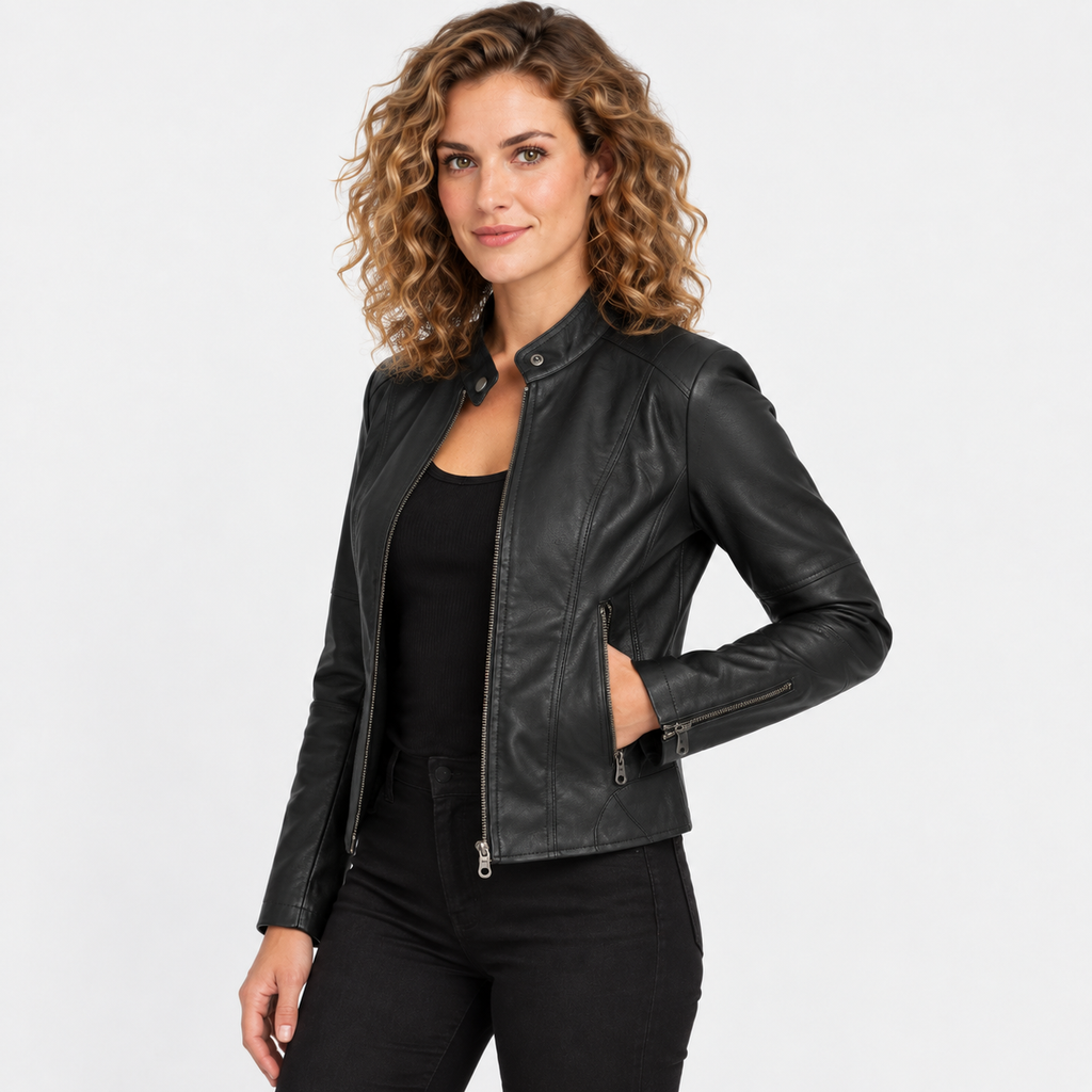 NAJAS | Women’s Leather Jacket Soft Leather Classic Fit Casual Outerwear