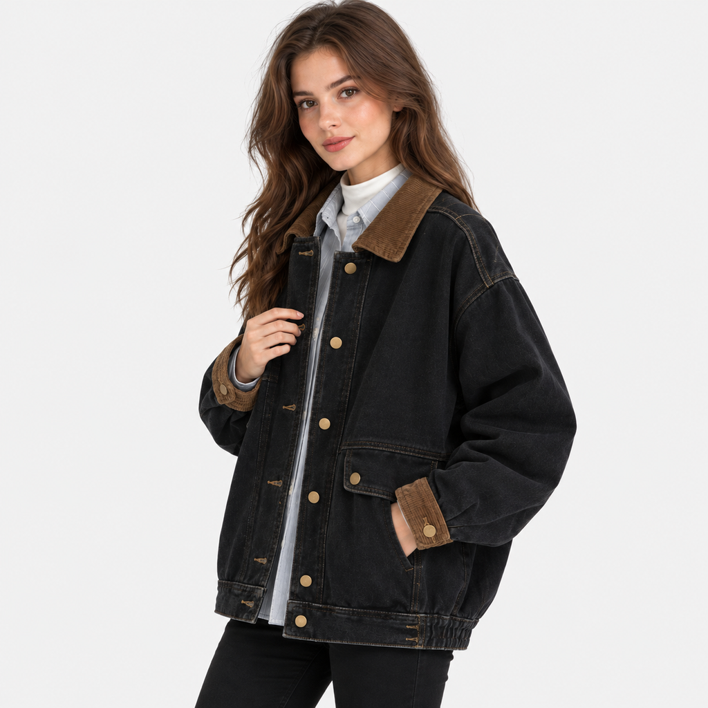 NAJAS | Women's Vintage Denim Jacket with Single Breasted Closure