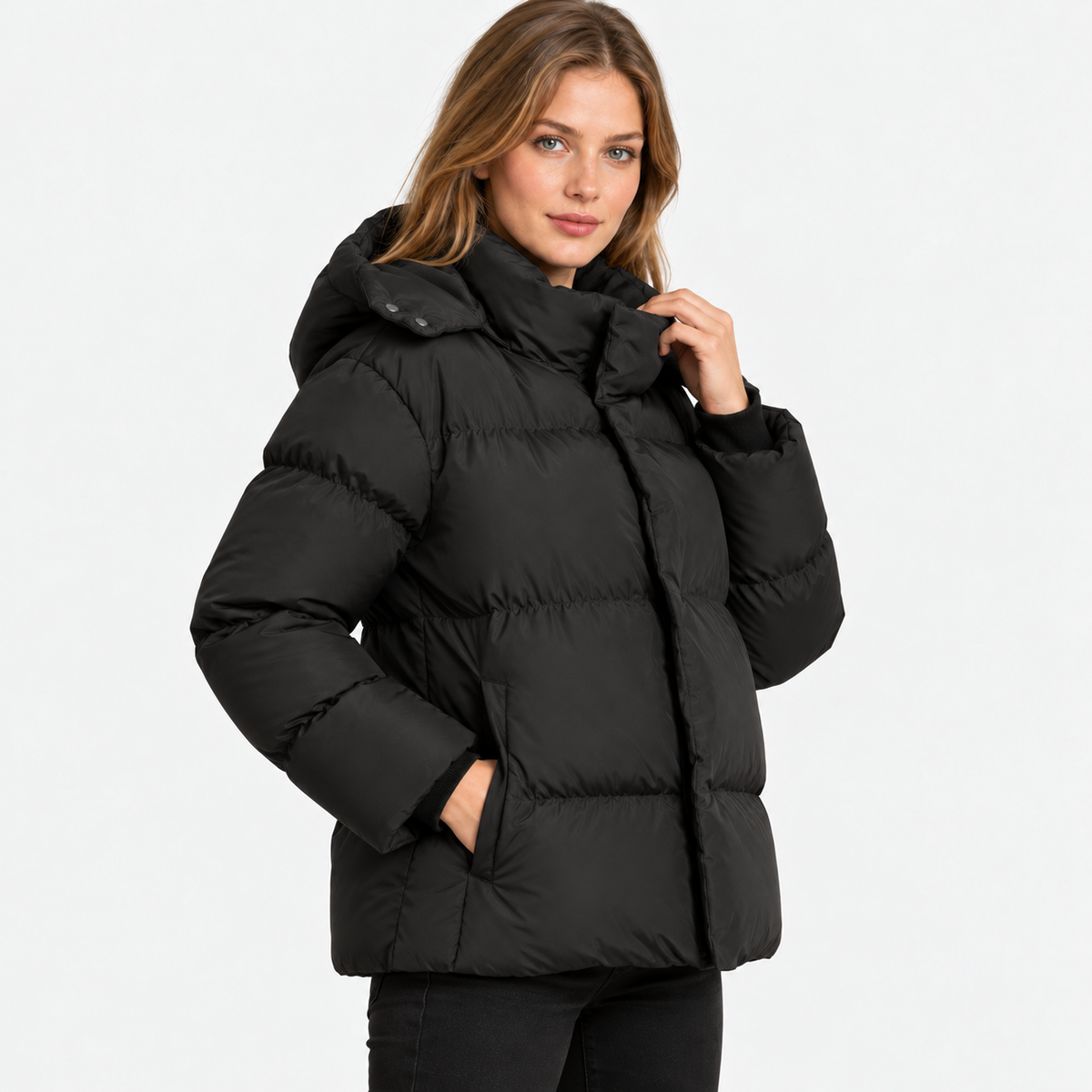 NAJAS | Women's Hooded Cotton Coat Detachable Hood Padded Workwear Jacket