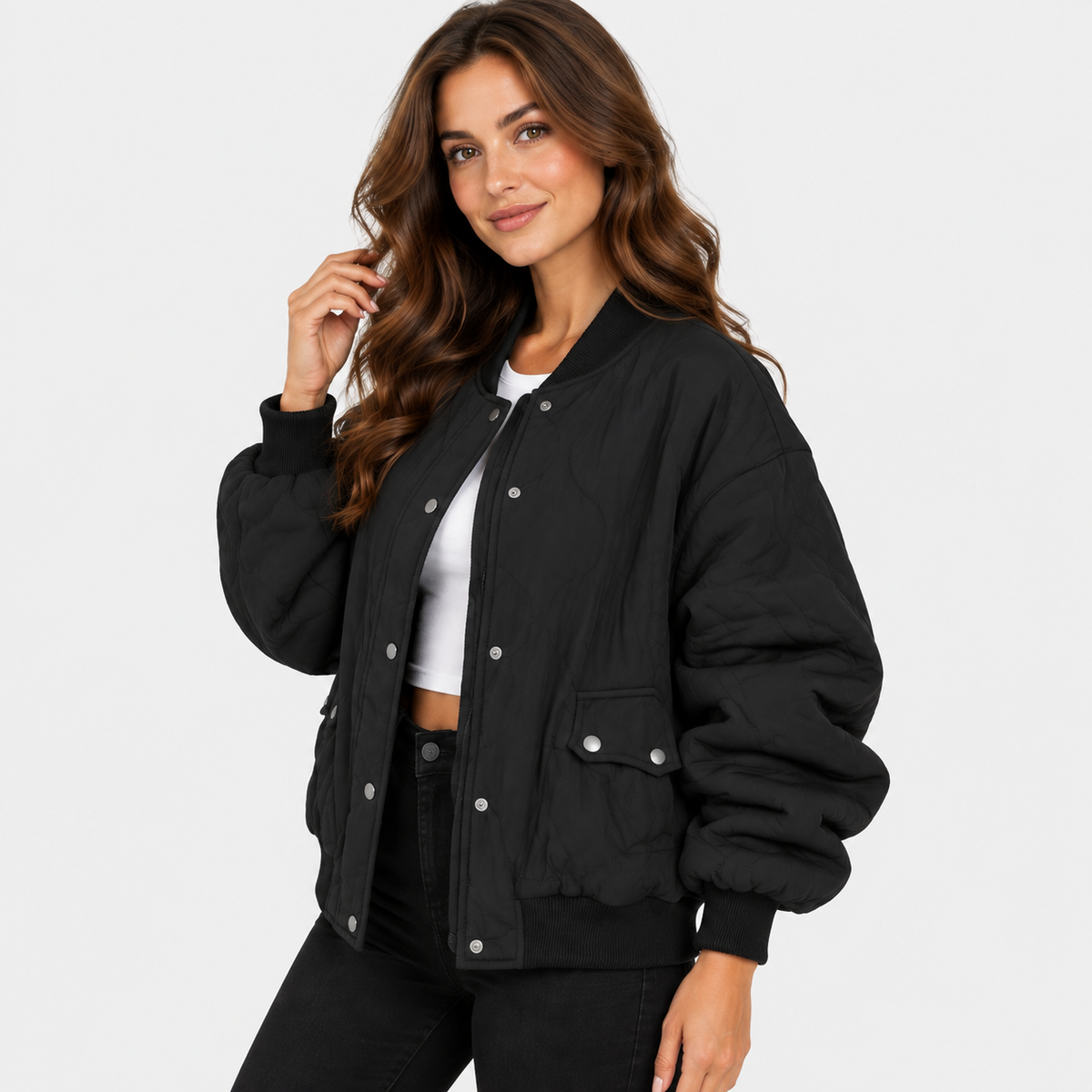 NAJAS | Women’s Quilted Jacket Long Sleeve Casual Winter Outerwear