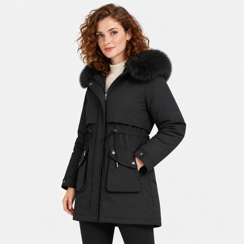 NAJAS | Women's Fur Lined Hooded Winter Parka with Loose Fit