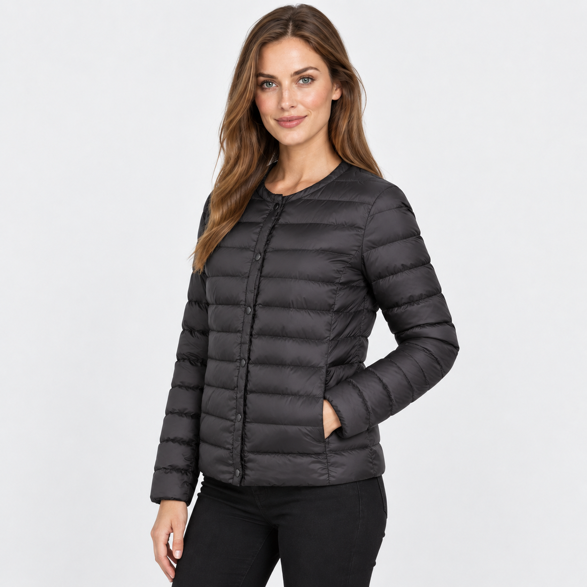 NAJAS | Women’s Down Jacket Lightweight Short Collarless Winter Coat