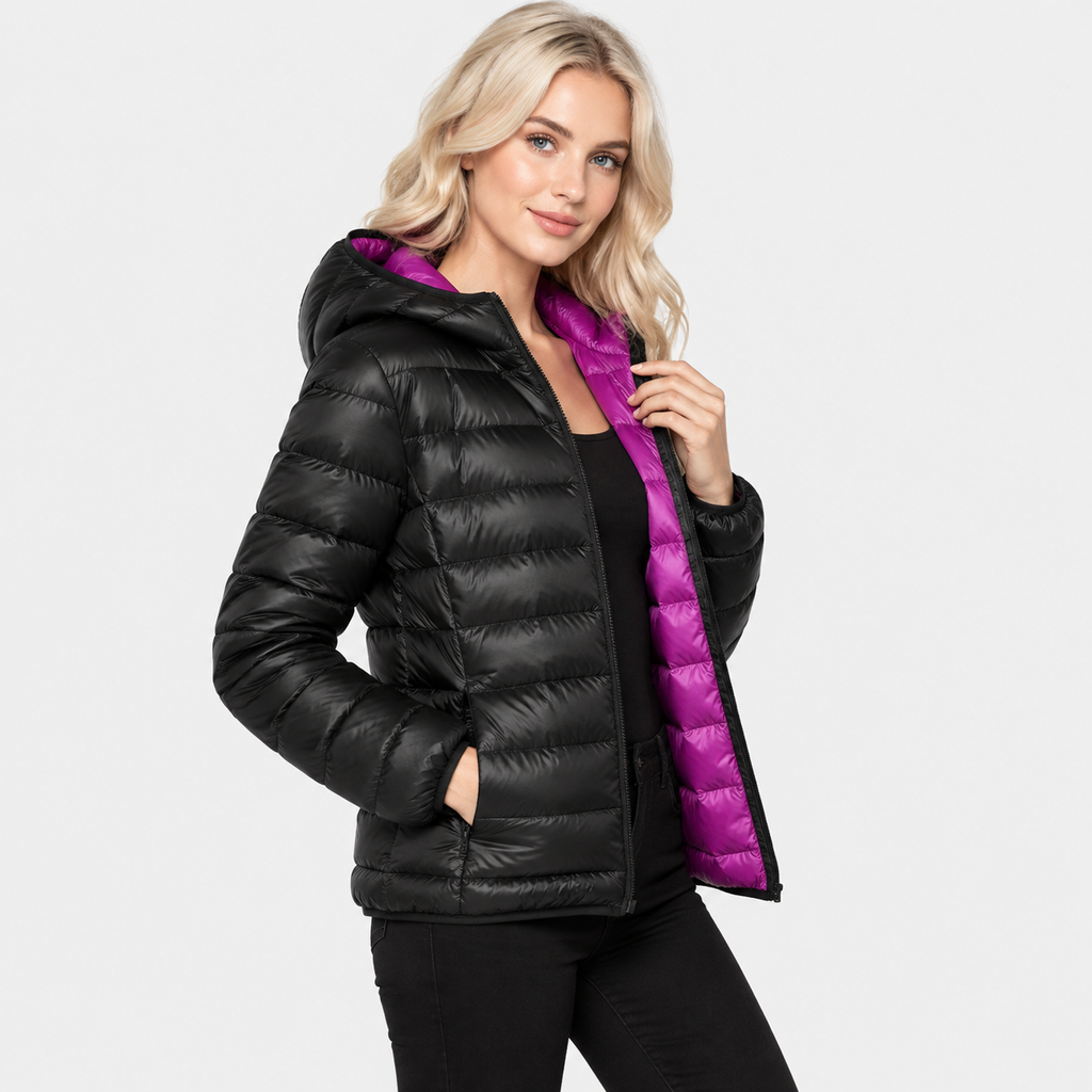 NAJAS | Women’s Duck Down Jacket Nylon Hooded Lightweight Winter Coat