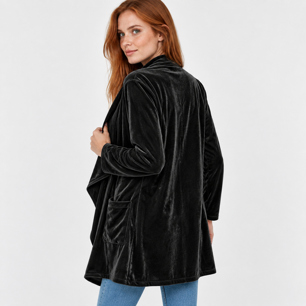 NAJAS | Women’s Long Velvet Overcoat Evening Casual Style Wear