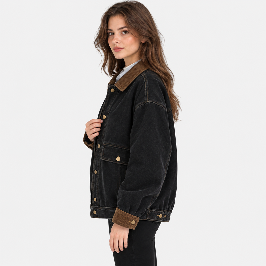 NAJAS | Women's Vintage Denim Jacket with Single Breasted Closure
