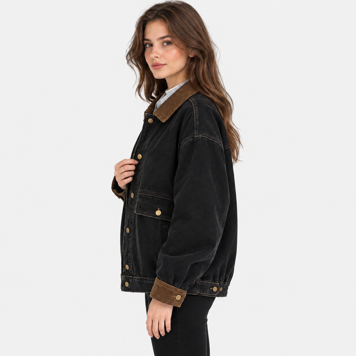 NAJAS | Women's Vintage Denim Jacket with Single Breasted Closure