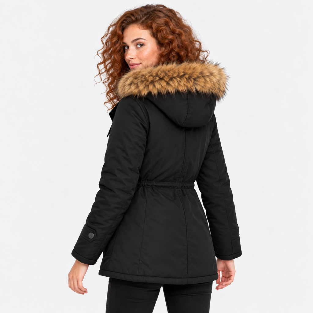 NAJAS | Women's Cotton Parka Jacket Fur Collar Hooded Winter Coat