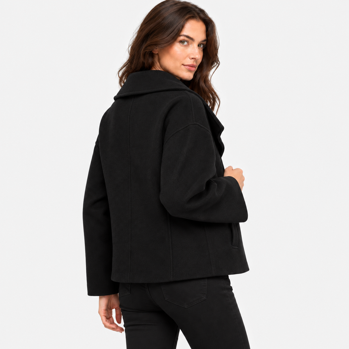 NAJAS | Women’s Double Breasted Coat Stand Collar Elegant Outerwear