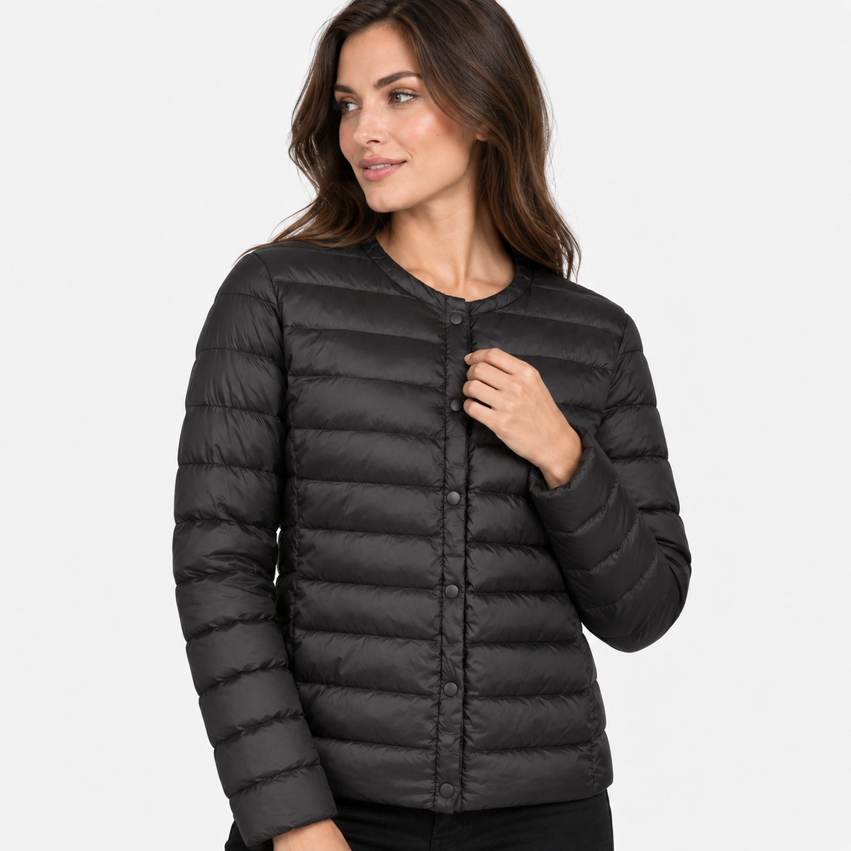 NAJAS | Women’s Down Jacket Lightweight Short Collarless Winter Coat