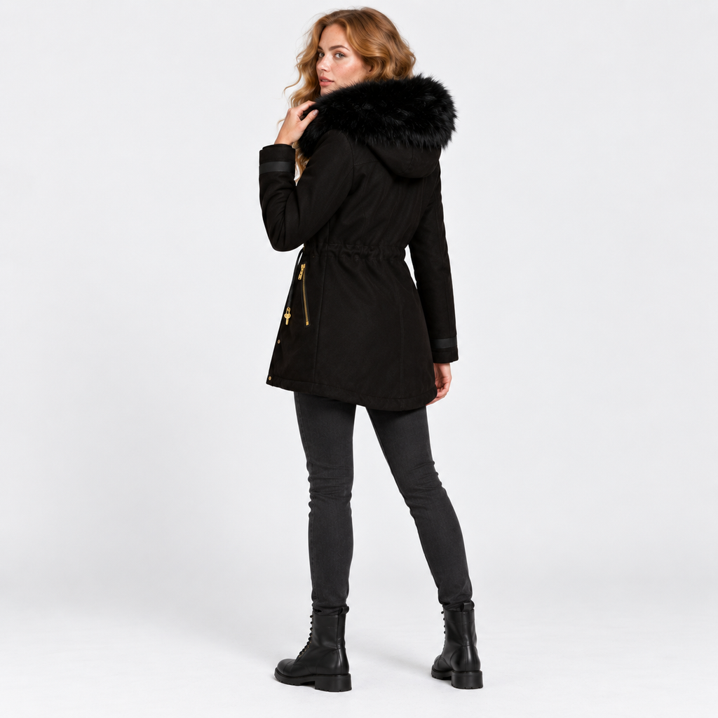 NAJAS | Women’s Faux Fur Collar Coat Polyester Thick Winter Outerwear
