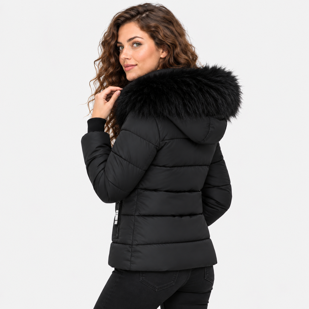 NAJAS | Women's Plus Size Padded Winter Coat with Fur Collar