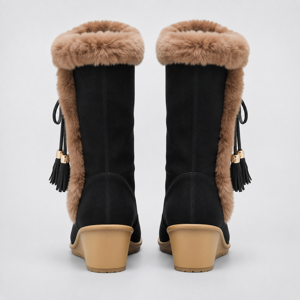 NAJAS | Women’s Winter Knight Boots Warm Plush Lined Wedge Heel Shoes