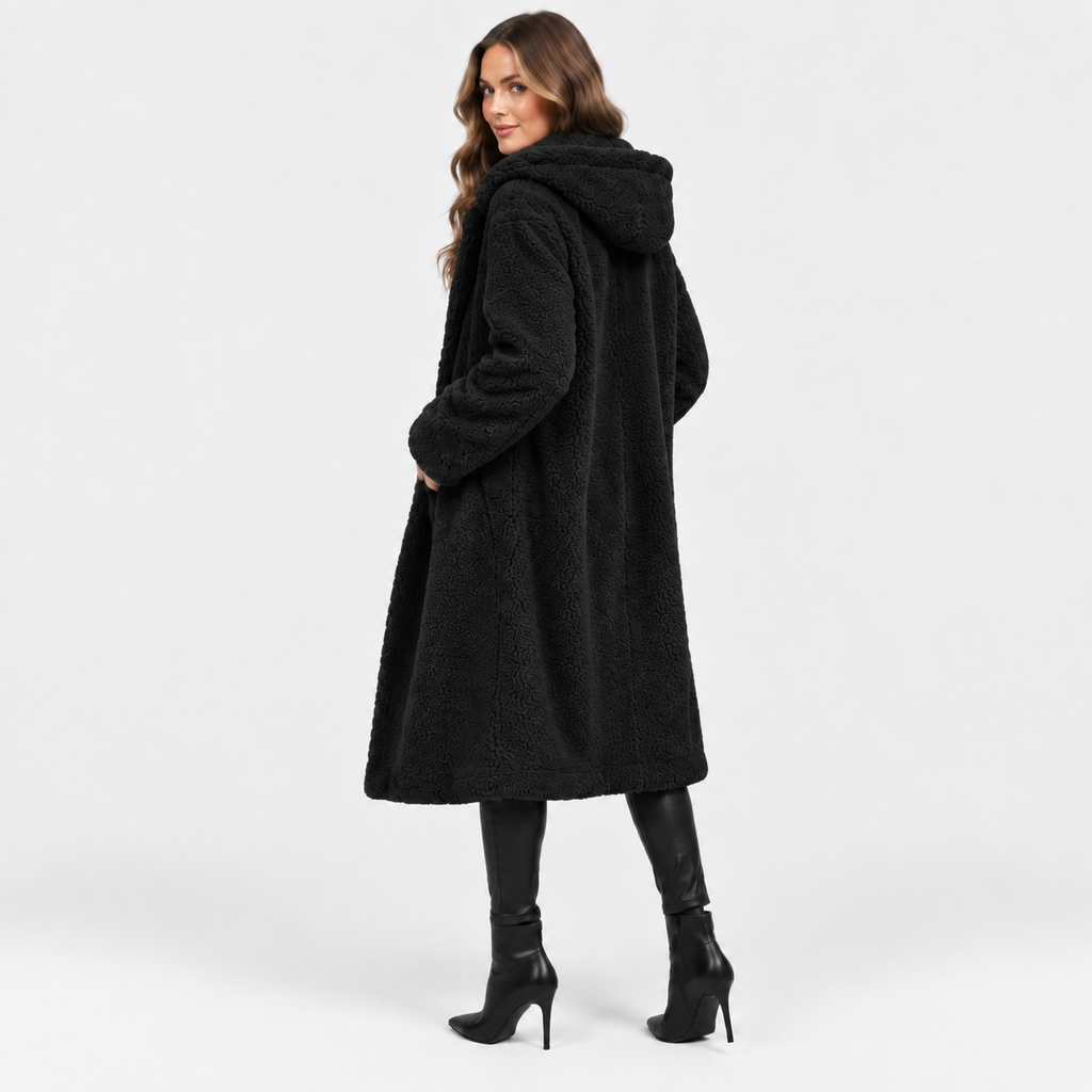 NAJAS | Women’s Teddy Coat Faux Fleece Hooded Long Winter Outerwear