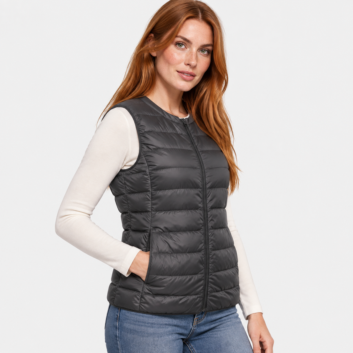 NAJAS | Women’s Down Vest Collarless Lightweight Fall Winter Outerwear
