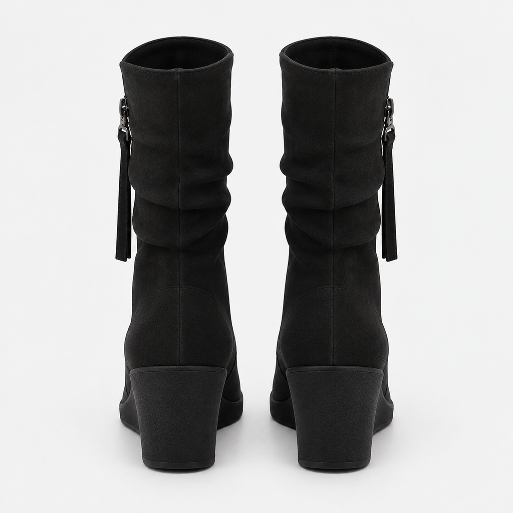 NAJAS | Women’s Suede Chelsea Boots Wedge Heel Waterproof Platform Shoes
