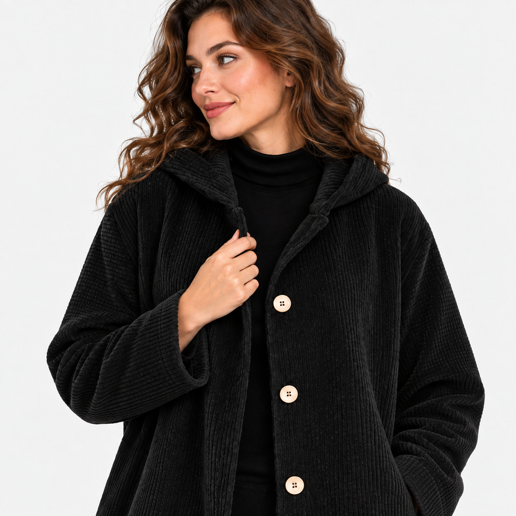 NAJAS | Women’s Corduroy Jacket Hooded Warm Pocket Fall Winter Coat