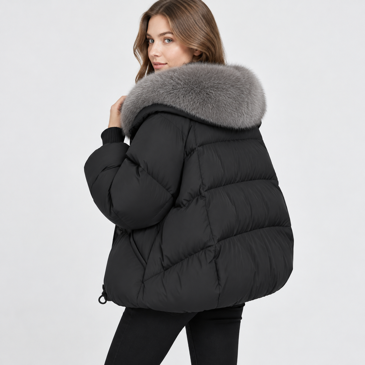 NAJAS | Women's Fur Collar Winter Jacket Warm Padded Short Coat