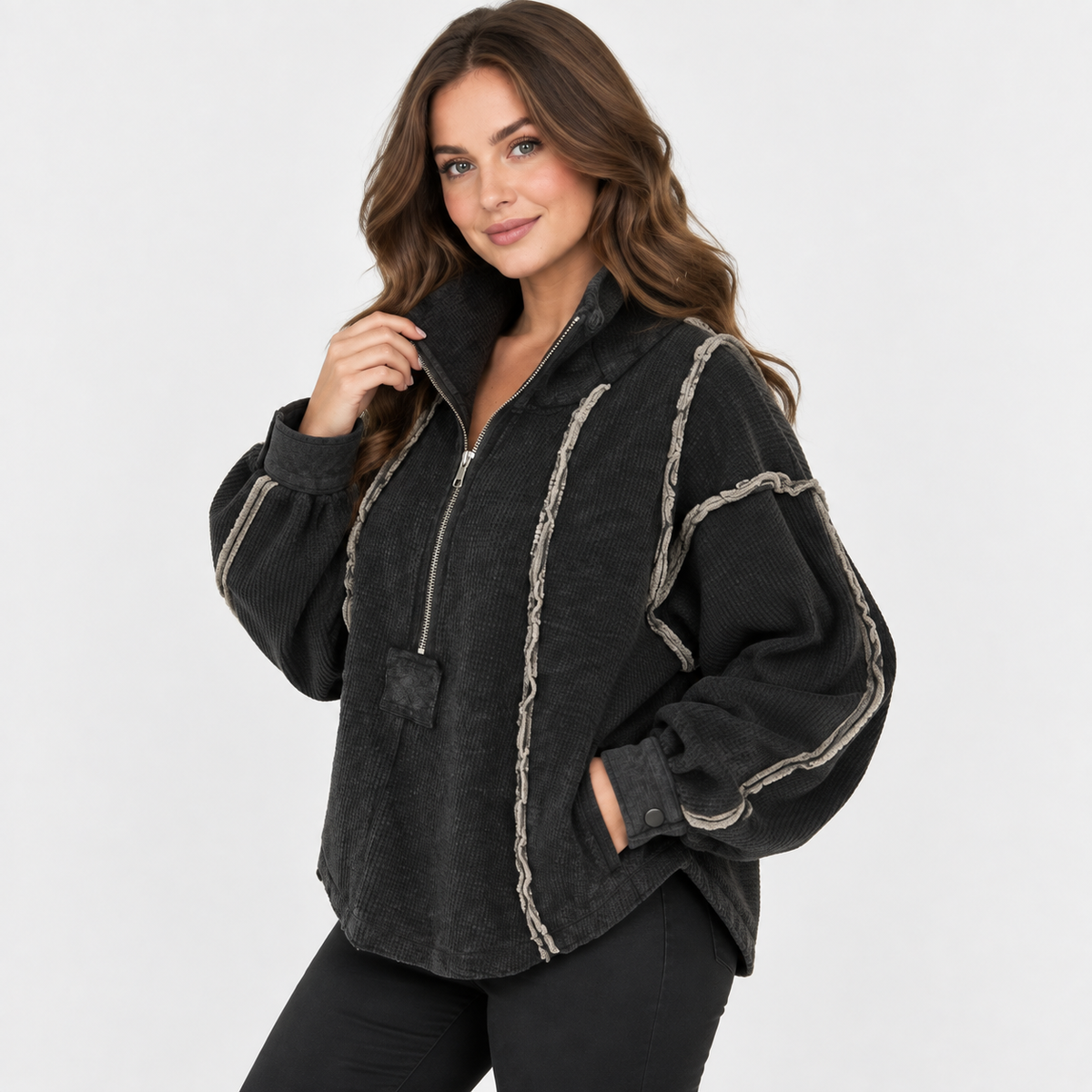 NAJAS | Women’s Pullover Sweater Frayed Hem Casual Fall Winter Knit Top
