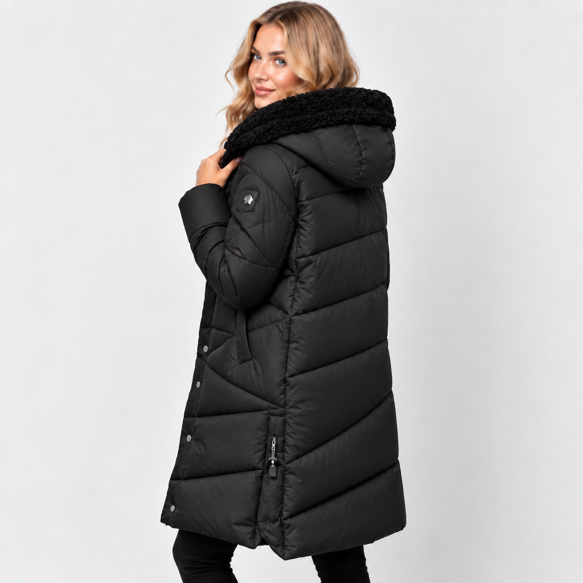 NAJAS | Women’s Mid Length Winter Coat Elegant Commuter Jacket with Pockets