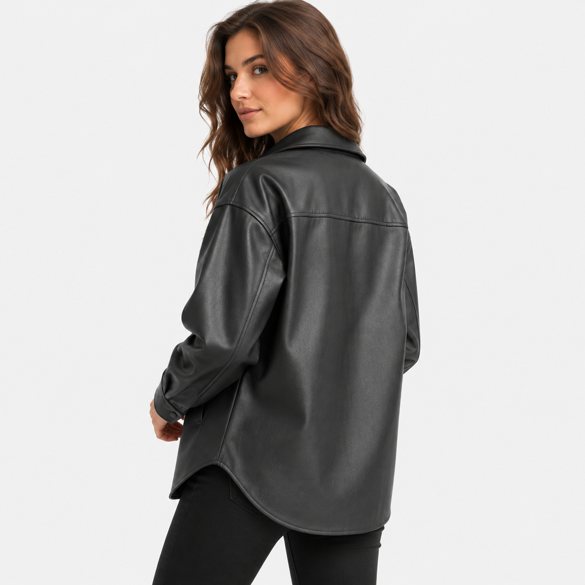NAJAS | Women’s Faux Leather Jacket Black Moto Style European Fashion Coat