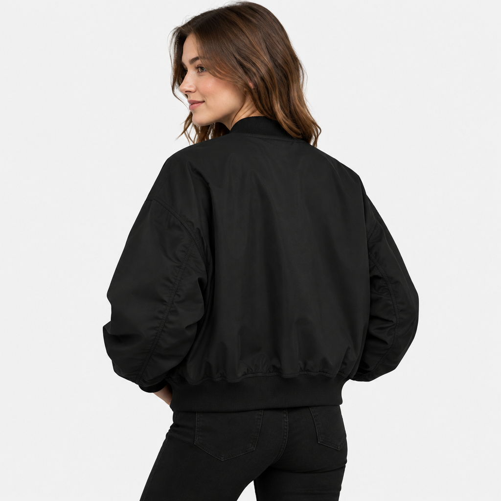 NAJAS | Women’s Solid Color Jacket Rabbit Fur Detail Long Sleeve Coat