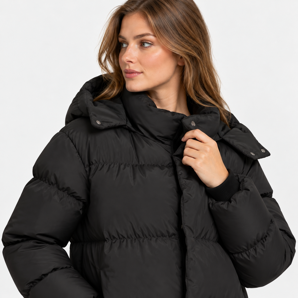 NAJAS | Women's Hooded Cotton Coat Detachable Hood Padded Workwear Jacket