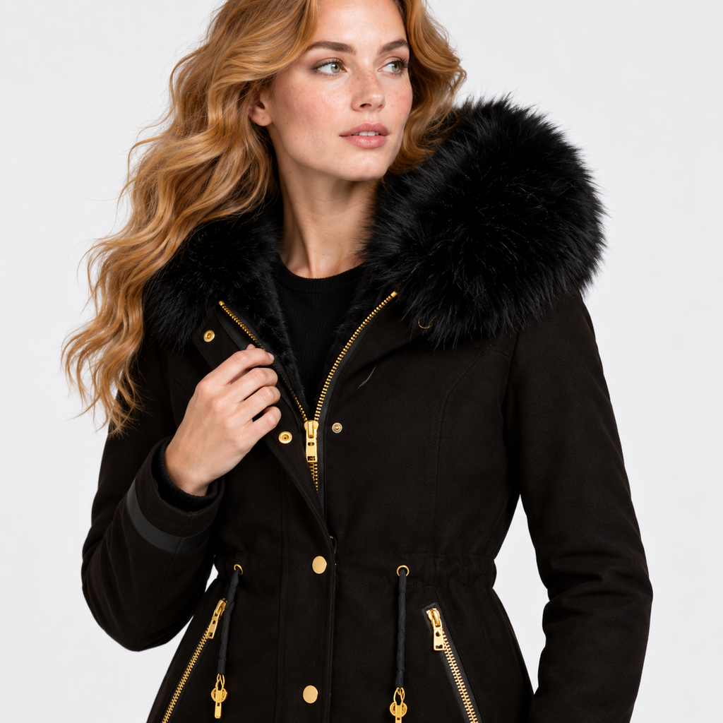 NAJAS | Women’s Faux Fur Collar Coat Polyester Thick Winter Outerwear