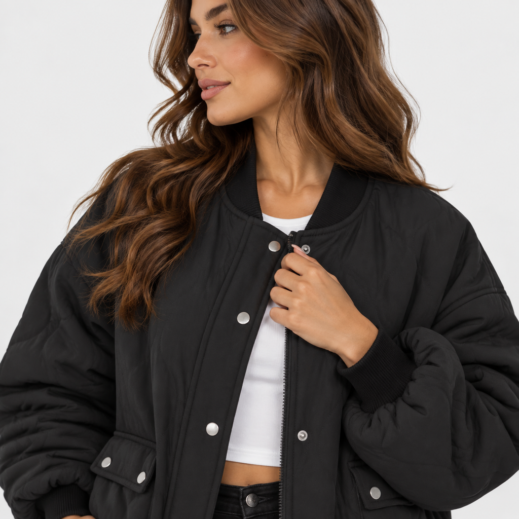 NAJAS | Women’s Quilted Jacket Long Sleeve Casual Winter Outerwear