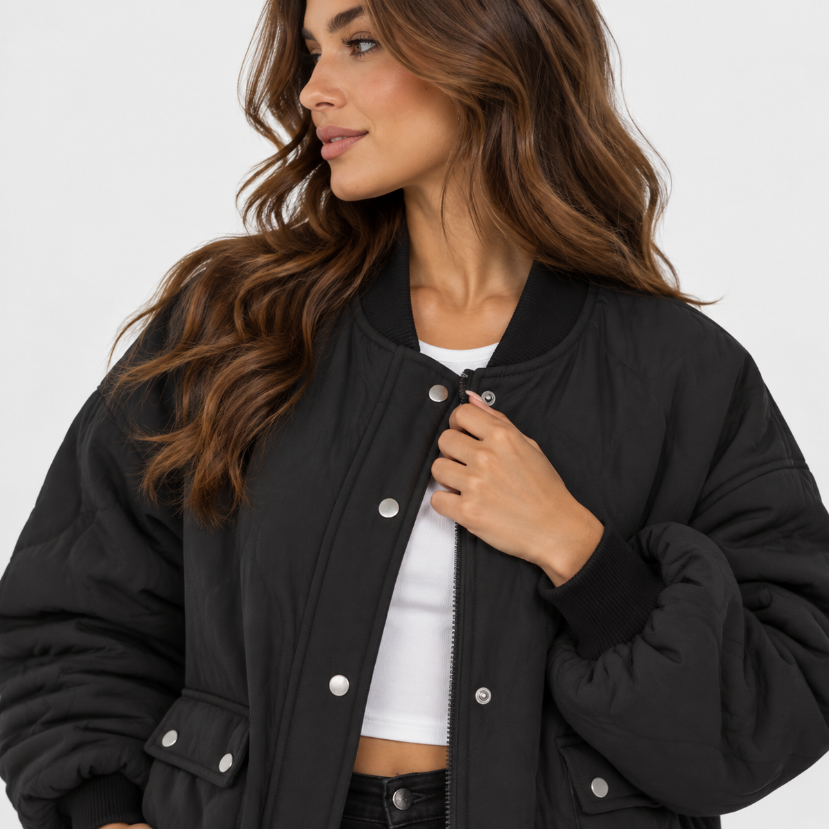 NAJAS | Women’s Quilted Jacket Long Sleeve Casual Winter Outerwear