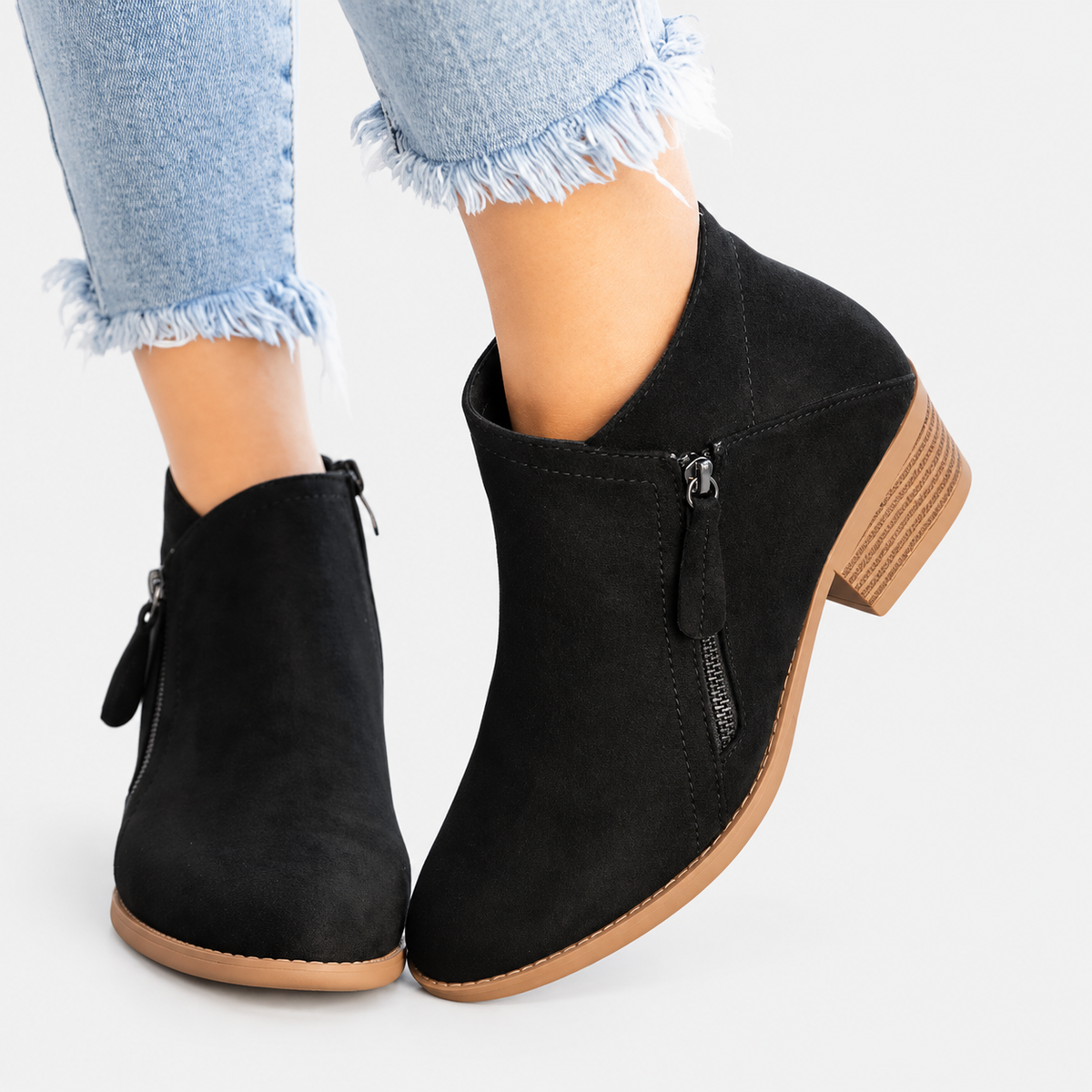 NAJAS | Women’s Suede Ankle Boots Wedge Heel Warm Winter Fashion Boots