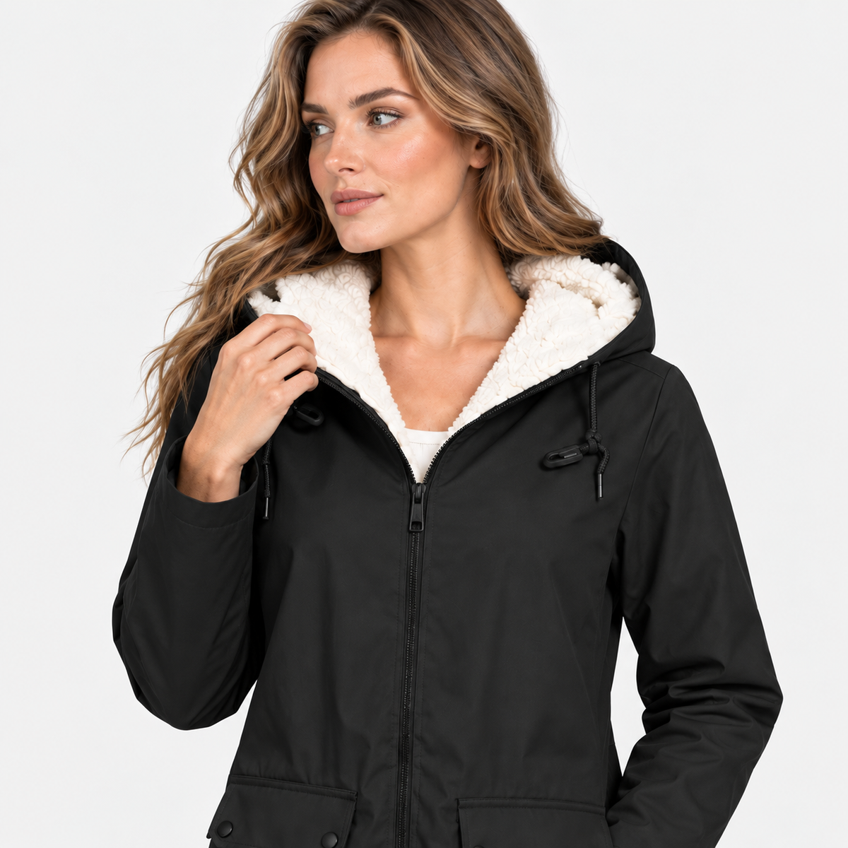 NAJAS | Women's Fleece Lined Hooded Jacket Windproof Winter Outerwear