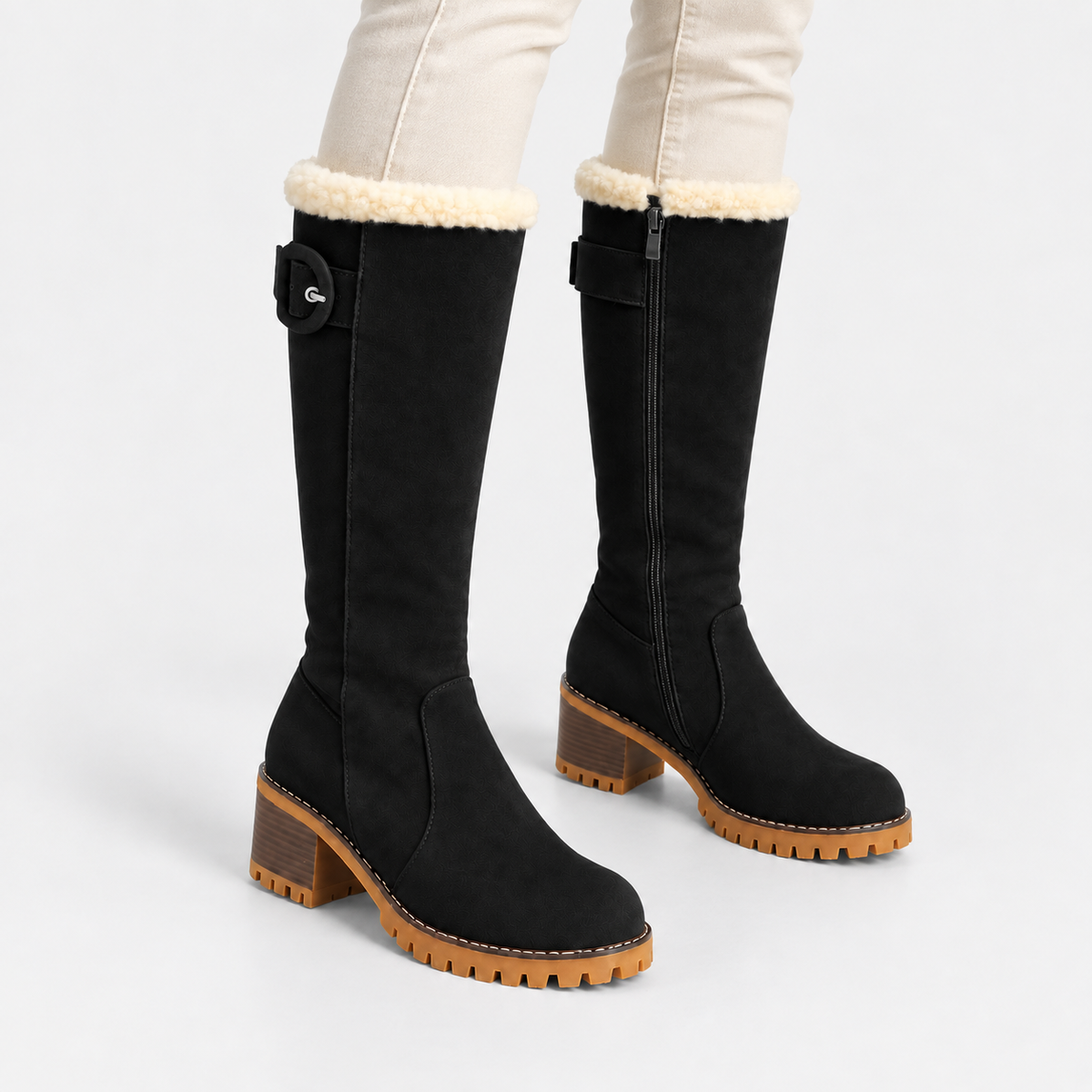 NAJAS | Women’s Knee High Boots Suede Upper Rubber Sole Casual Shoes
